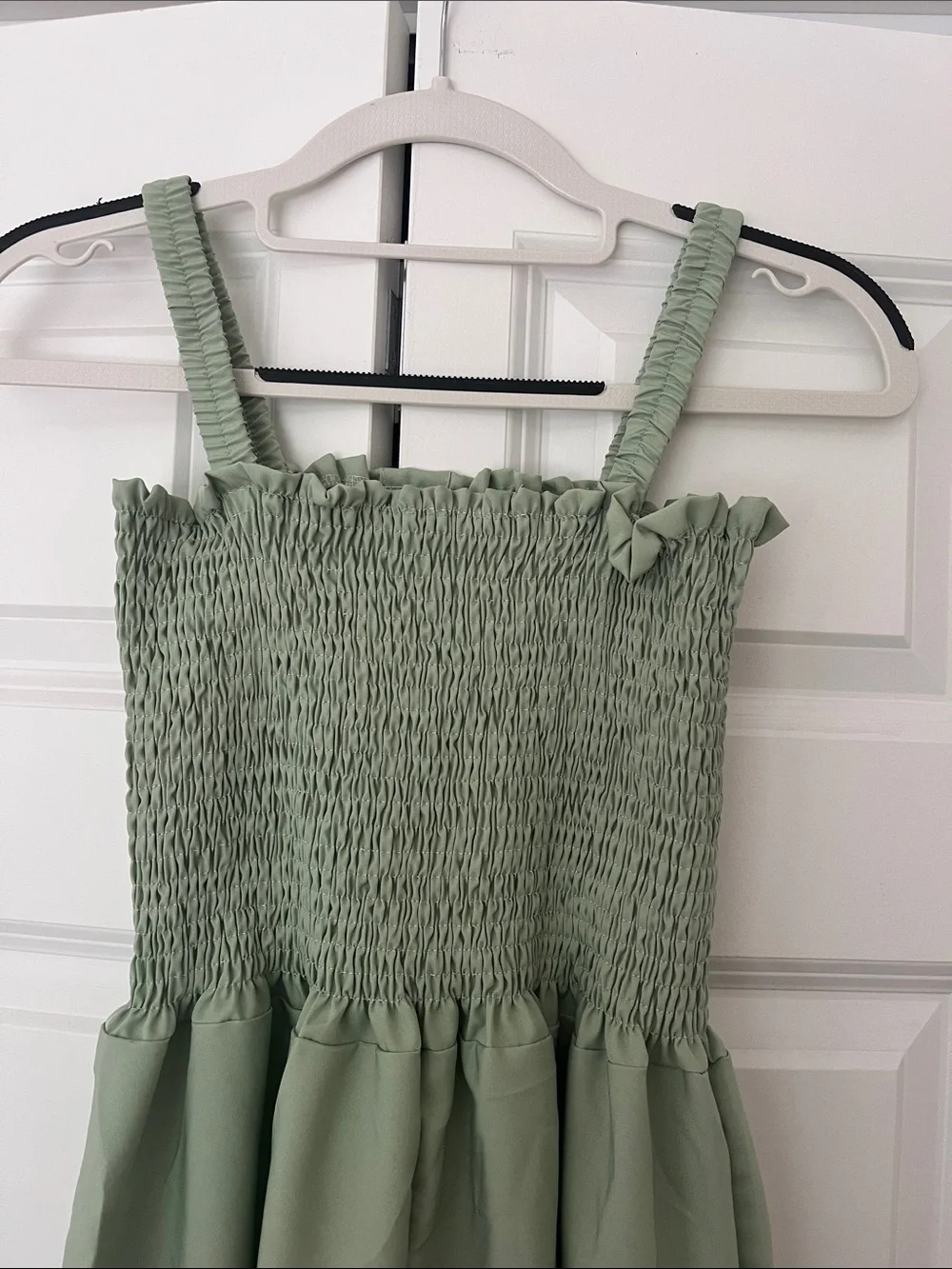 Green Button-Front Midi Dress with Patterned White Shrug